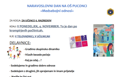 NARAVOSLOVNI DAN NA OŠ PUCONCI »Medsebojni odnosi«